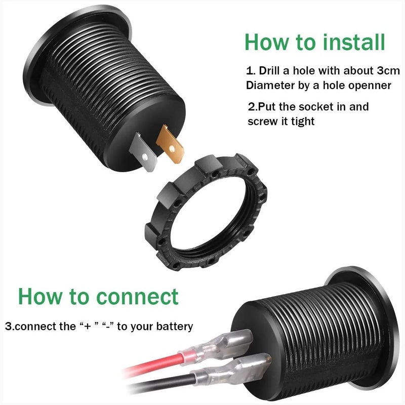 Bluejw Dual Port Car Charger, 30W USB C PD & QC3.0, 12V/24V Universal Car Bus Socket Automobile Charger Adapter - Image 5